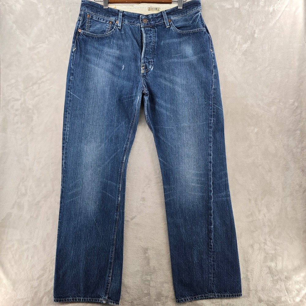 Polo Ralph Lauren Jeans Mens 34x32 Blue Vintage Straight Leg Distressed Denim